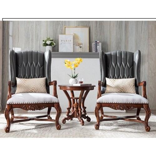 American Solid Wood Single Sofa Chair Living Room Tiger Chair Lazy European Style Light Luxury Lounge Chair