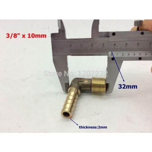 Free shipping 10mm Hose Barb x 3/8" inch Male BSP Thread Elbow Brass Barbed Fitting Coupler Connector Adapter