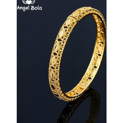 Dubai India Africa Gold Color Bangles for Women Gold Lattice Muslim Turkish Bangles&Bracelet Girls Women Hand Jewelry Arab Gift