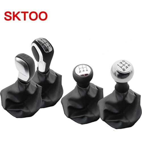 SKTOO 5 Speed Car Gear Shift Knob With Gaitor Boot Complete Fit For Peugeot 307 308