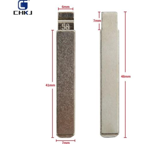 CHKJ 10PCS/LOT NO. 58 Uncut Flip KD Remote Key Blade VA2 Without Blade Type #58 For Citroen Triumph For Peugeot 307 207 308