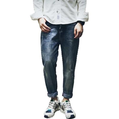 Elastic Fabric Harem Jeans Men Casual Joggers Denim Pants Cotton Loose Baggy Hip Hop Long Trousers Pencils Pants Plus Size