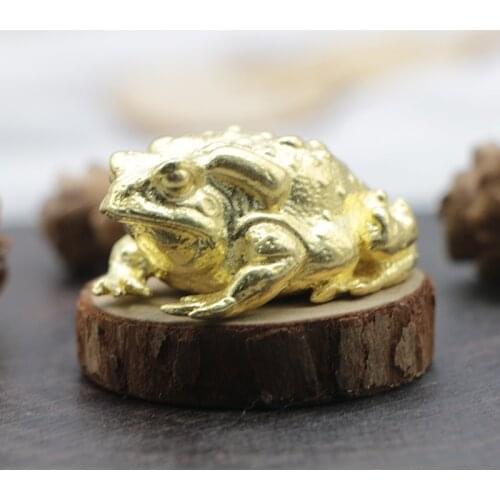 Pure Brass Toad Kong Fu Tea Pet Figurines Miniatures Home Decor Desktop Animal Copper Bronze Ornaments Garden Decoration Crafts