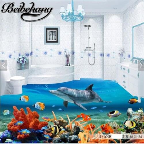 Beibehang Room living room in accordance with the length of the width of the aquarium tropical fish 3D stereo floor real picture