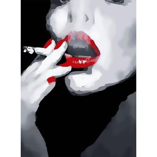 Painting By Numbers Woman smoking Coloring By Numbers Arcylic Oil Painting Portrait Pictures Oil Painting By Numbers