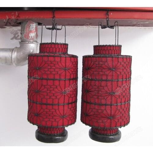 Classical barrel lamp, red lantern, wire weaving, handicraft, antique, wedding, chandelier, portable