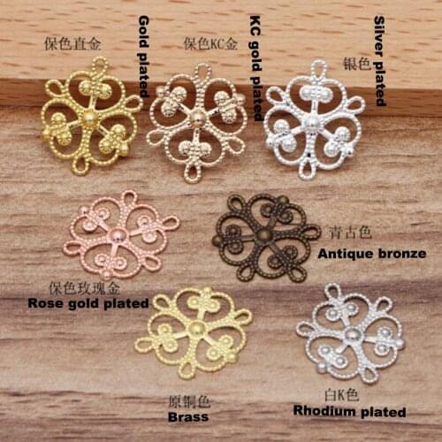 500pcs 15mm filigree flower wraps connectors flower piece jewelry accessories diy jewelry findings FCN-038