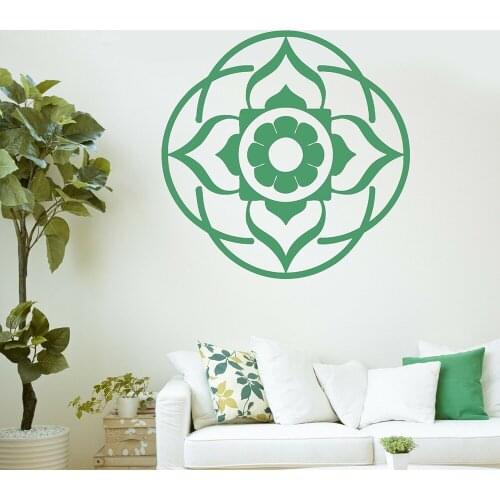 Lotus Mandala Wall Decals Master Bedroom Headboard Background Wall Decor Yoga Buddhism Room Art Amulet Vinyl Wall Stickers Z612
