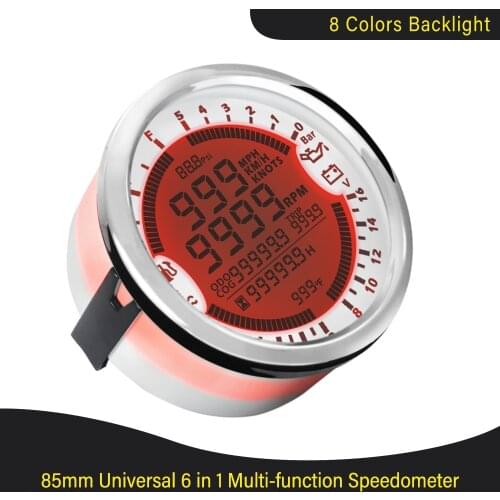 New 6 in 1 Multi-functional Gauge Meter GPS Speedometer Tachometer Hour Water Temp Fuel Level Oil Pressure Voltmeter 12/24V 5Bar