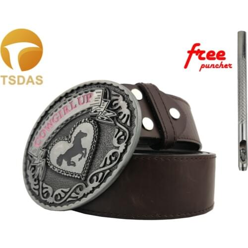 Oval Silver Horse Cowgirl UP Fashion Belt Buckle With Silver Pattern Zinc Alloy Belt Buckle Drop Shipping