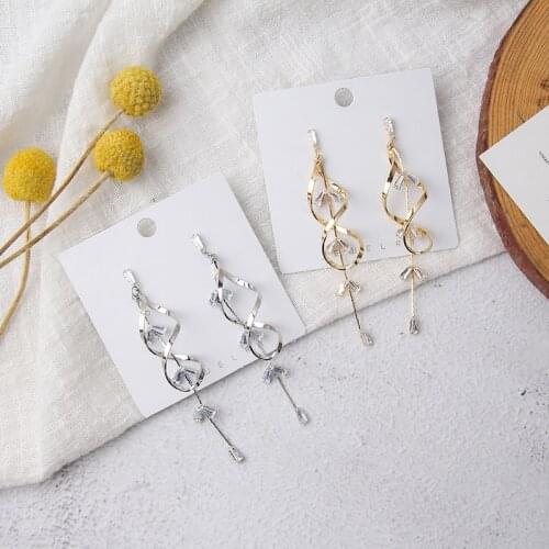 MWsonya New Korean Geometric Personality Metal Crystal Pendant Earrings Elegant for Women Temperament Earrings Jewelry Gift