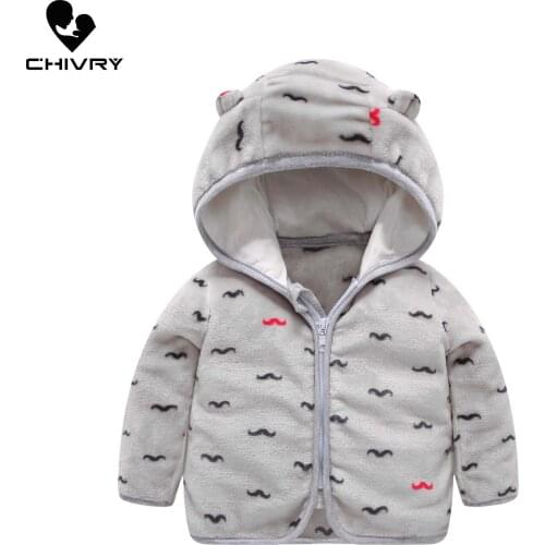 New 2021 Autumn Winter Newborn Baby Thick Keep Warm Soft Coral Fleece Coats Toddler Boys Girls Cartoon Hooded Zipper Jackets