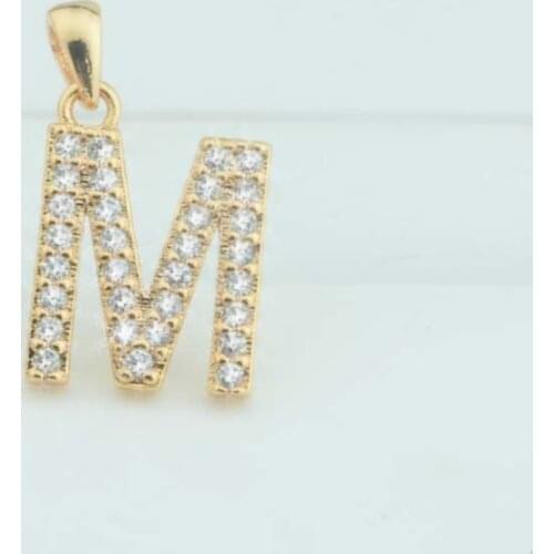 1pcs Gold Color Pendant Full Cubic Zirconia Capital Letter A B C D H J M W Mens Womens Wholesale Pendants Jewelry