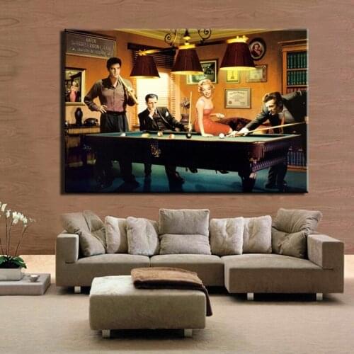 Classic Movie Poster Canvas Painting Elvis Presley Humphrey Bogart Play Billiards Wall Art Portrait Picture Living Room Decor