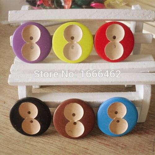 Wholesale 30Pcs Wood Paint Sewing Buttons Scrapbooking Round 2 Holes 30mm scrapbooking accessories buttons