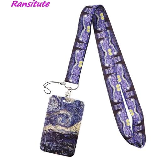 Ransitute R1847 Starry Sky Art Bank Credit Card Holder Wallet Bus ID Name Work Card Holder For Student Card Cover Business Card