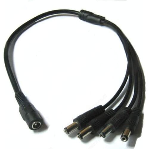 Hamrolte DC Power Splitter Cable 1 male to 4 Dual Female Power Adapter Cable for CCTV Camera
