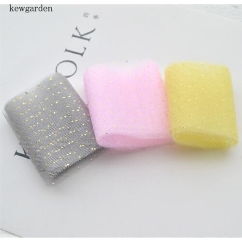 Kewgarden DIY Hair Bows Brooch Accessories Hot Stamping Lce Gauze Ribbons 6CM 8CM Handmade Tape Satin Riband 20 Meters