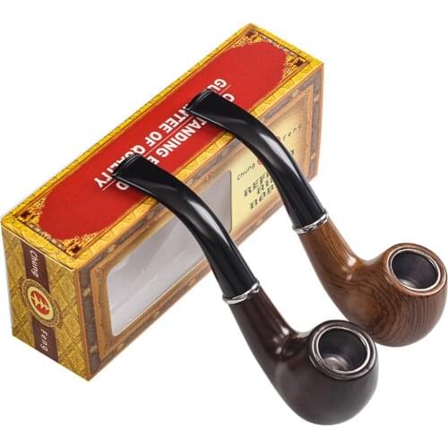 Resin Smoking Pipe Retro Curved Wood Grain Tobacco Pipe Handheld Bent Pipe Smoke Filter Herb Grinder Gift for Smoke Accessories