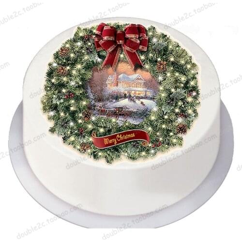 Edible Paper For Cake Topper,8" Merry Christmas Bell Wafer Edible Transfer Paper,Christmas Edible Cake Sugar Decorating Supplier