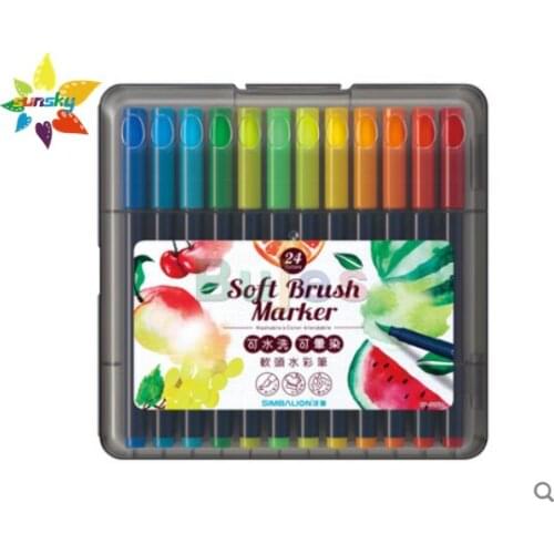 Simbalion 24/36 color Soft head watercolor pen safe and non-toxic for childrens watercolor brush Graffiti painting art supplies
