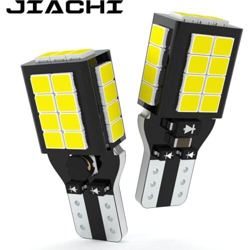 JIACHI 2PCS T15 LED Bulbs 921 912 Car Reverse Lamp W16W Auto Signal Light Parking Backup Lights Canbus Error Free DC12-24V White