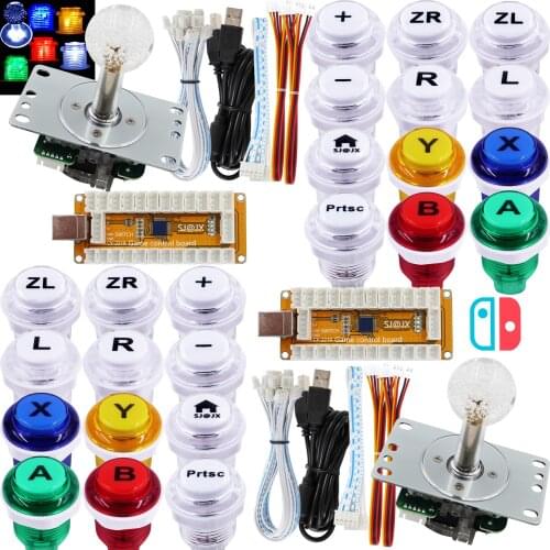 SJ@JX Arcade Game LED Controller USB Encoder Gamepad Cherry MX Microswitch Button LED Joystick for Nintendo Switch PS3 2219C