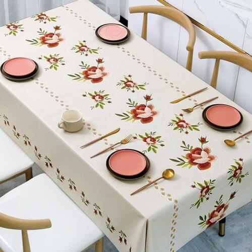 Flowers Pattern Waterproof Tablecloth Rectangular Table Cover Dining Nappe De Table Coffee Table Mat for Kitchen Living Room