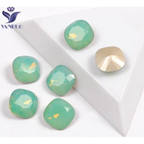 YANRUO 4470 Cushion Cut Pacific Opal Sew On Crystal Pointback Strass Stones And Crystal Shoes Dress DIY For Rhinestones Diamond