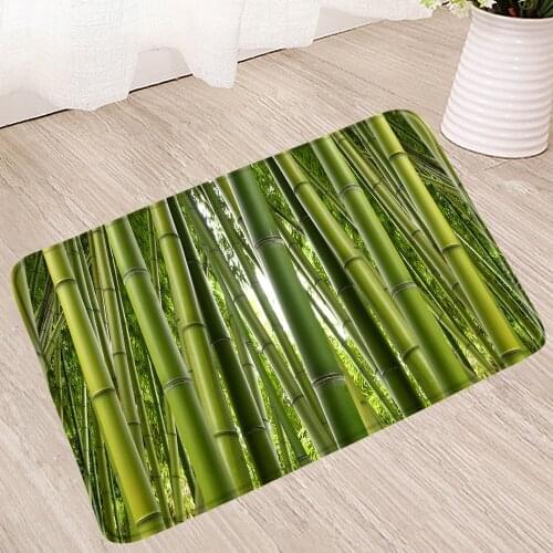 Green Bamboo Bath Mat 3D Plant Non-Slip Absorbent Mats Shower Kitchen Living Room Toilet Front Door Carpet Doormat Bathroom Rugs