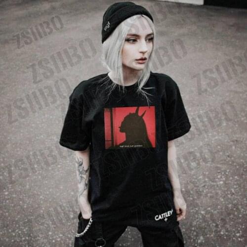 Women T-shirt Demon Funny Print T Shirt Harajuku Shirt Tshirt Girl 90s Demon Graphic T-Shirt Summer Vogue tops T-shirt Clothes