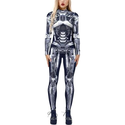 Women Fashion Digital Skeleton Print Jumpsuit Bodycon Party Halloween Costume