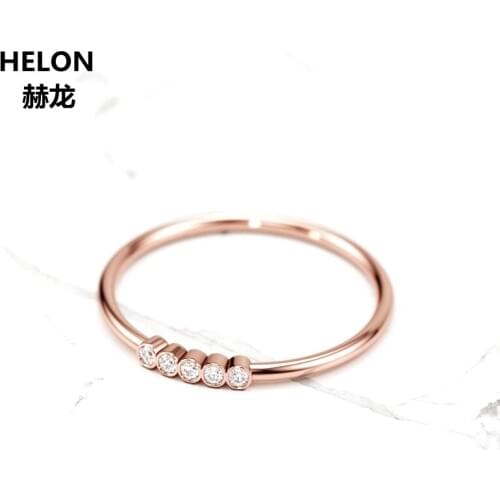 Solid 14k Rose Gold Natural Diamonds Engagement Wedding Ring Women Anniversary Band Party Trendy Fine Jewelry