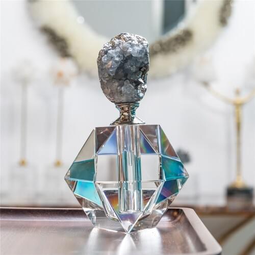 1pcs Natural Blue Crystal Cluster Perfume Bottles Stones Women Essential Oil Bottles Home Decoration