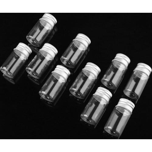 10 pcs 15ml 27x53mm Small Clear Glass Bottle Vial Pendant With Aluminum Lid