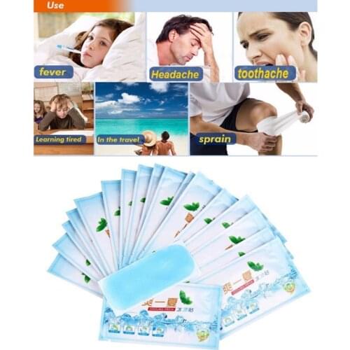 10pcs Migraine Headache Pad Lower Temperature Ice Gel Polymer Hydrogel Cooling Patch Adult Baby Fever Down Medical Plaster