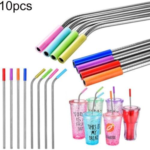 10Pcs Reusable Silicone Drink Straw Mate Sleeve Teeth Shockproof Bar Accessory New