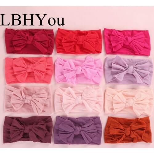 27colors Knot Bow Nylon Headbands, One size fits most Wide Bow Nylon Turban Head wraps Soft Headwrap,Baby Girls Hair Accessories