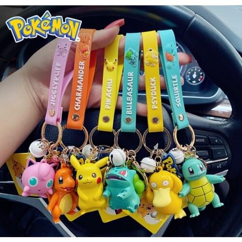 6 Pcs/set Pokemons Figure Pendants Keychain Pikachu Bulbasaur Car Key Chain Cute Jigglypuff Bag Ornaments Gift Toys for Children