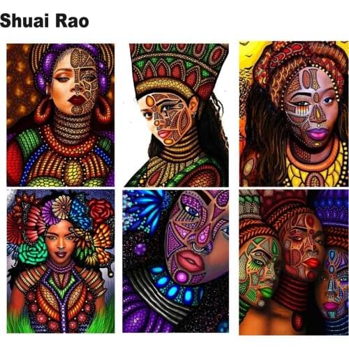 Africa women 5D diy Diamond Painting full square or circular drill 3d Diamond Embroidery inlay Rhinestone lady decor home gift