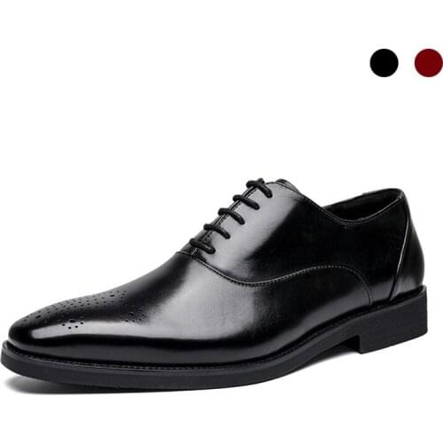 Oxford Brogue Bridegroom Dress Formal Office Best Men Shoes Black Genuine Leather Original Business Designer Shoes