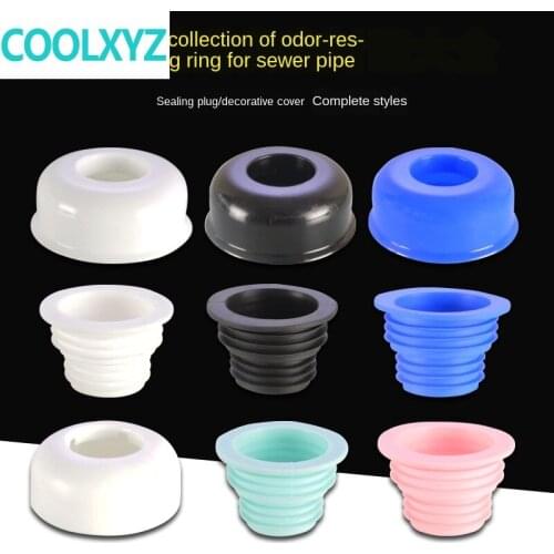 Bathroom wash basin sink pipe deodorant sealing ring decorative cover 40/50/75 silicone plug anti-return water and insect