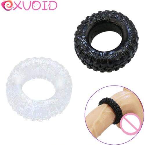 EXVOID 2PCS Elasticity Penis Ring Delay Ejaculation Male masturbation Sex Toys for Men Silicone Cock Ring Male Chastity Device
