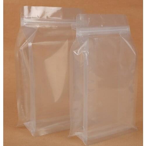 Ferimo 100pcs Zip lock transparent eight side seal bag plastic ziplock storage bags candy food chocolates stand up pouch package