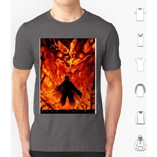 Kimetsu No Yaiba T Shirt Cotton Men Diy Print Hinokami Kagura Kimetsu No Yaiba Demon Demon Hunter Fire Breath Of The Sun Kizuki