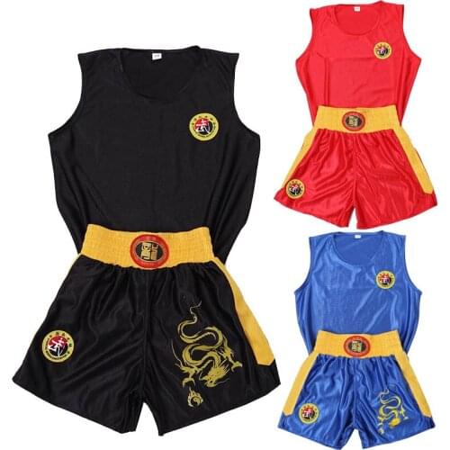 Customized logo Adult Children Sanda Uniform boxer costume Wushu Outfit Kids Training Muay Thai Boxing clothing for boys girls