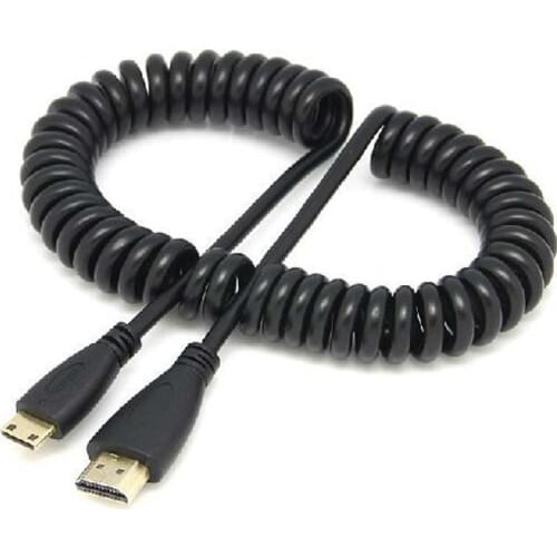 High density speed Retractable spring mini HDMI wire Gold HD connector power cable monitor 1.4V 3D Mini HDMI to HDMI male cable