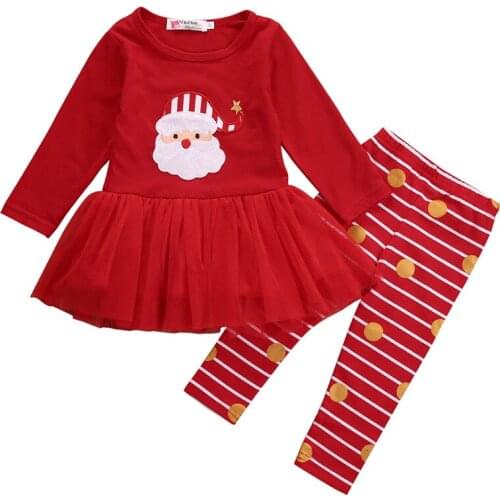 2016 Newborn Toddler Baby Girl Clothes Set Skirt Dress+Trousers XMAS Outfit 0-3 Years