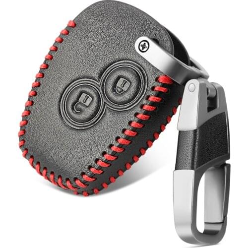 Leather Remote Key Shell For Renault Duster Clio DACIA 3 Twingo Logan Sandero Modus For Nissan 2 Buttons Car Alarm Key Case