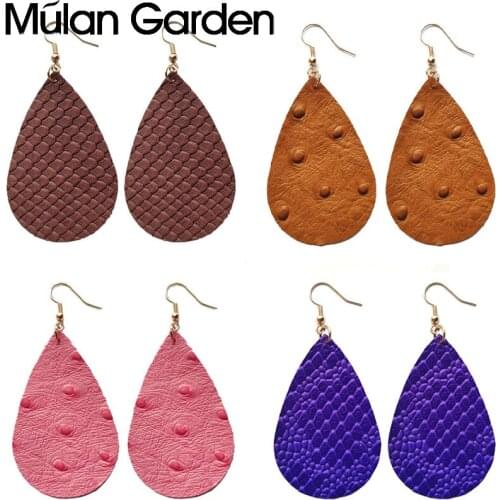 M&G Ostrich Snake Style Genuine Cow Leather Earrings for Women Water Fashion Drop Earring Jewelry Accessories Hot Sale Girl Gift
